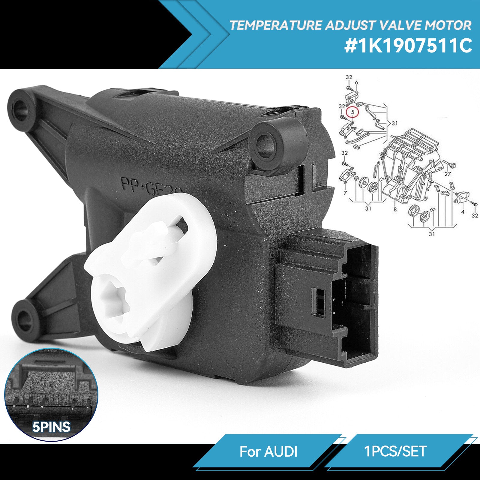 BLOWER ACTUATOR MIXING FLAP AIR CONDITIONING UNIT for AUDI A3 for VW for GOLF 5/6 TOURAN for PASSAT Q