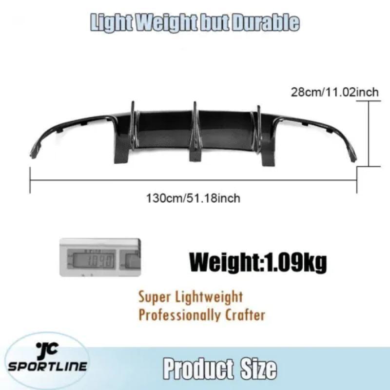 Rear Bumper Diffuser Big Fins Carbon Fiber for Benz W204 Sport C63 AMG 2009-2011