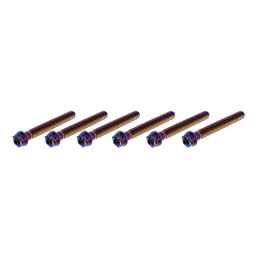 6pcs Bolt Torx Head Flange Screw M10x55mm Burn Blue For Motorcycle Bike