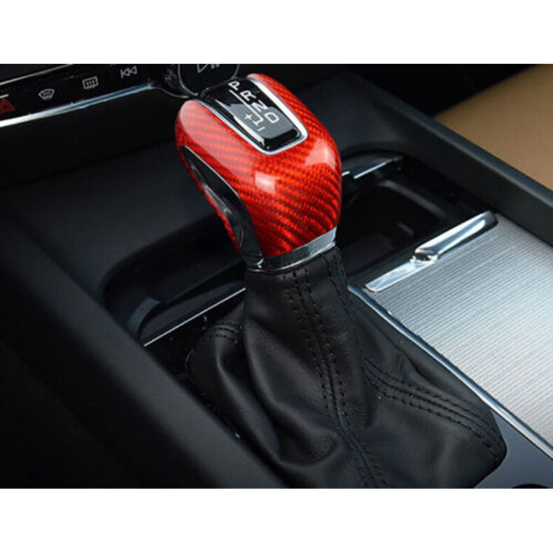 for Volvo S90 2017-2022 Red Carbon Fiber Gear Shift Knob Head Cover Trim cap