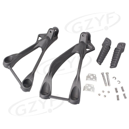 Passenger Footrests Foot Pegs Hanger Assembly Kit Fit 05-08 for Kawasaki ZX-6R