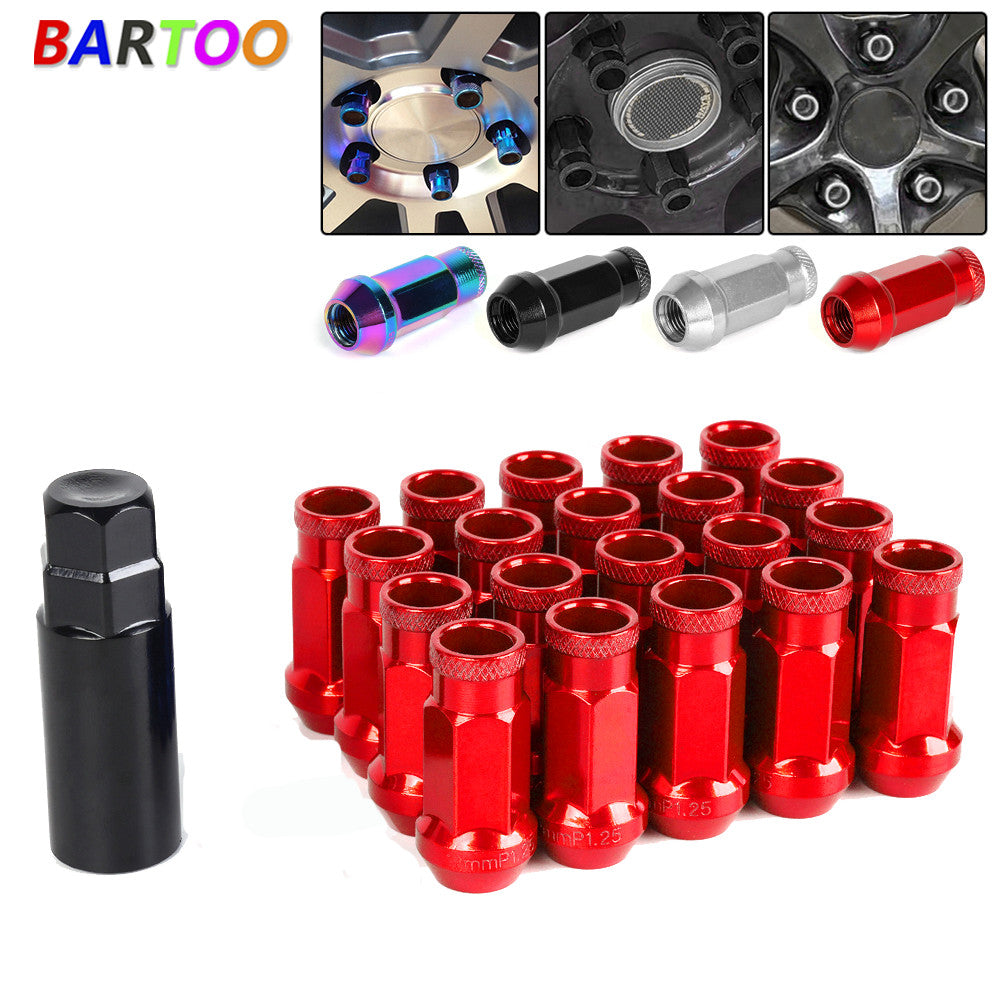 20PCS M12x1.5mm/1.25mm Extended Steel Tuner Open Ended Wheel Lug Nut Q