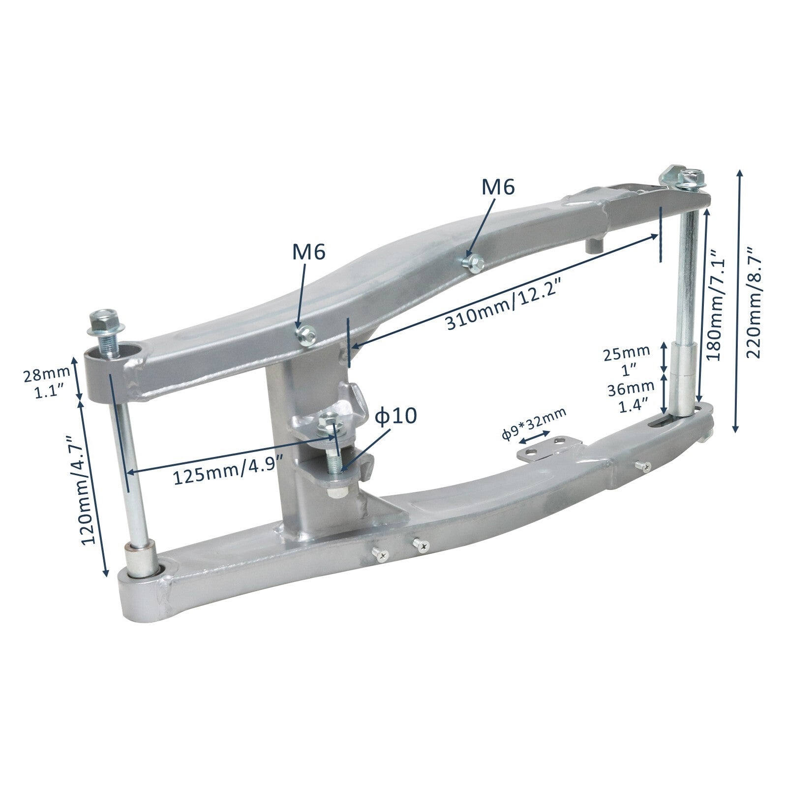 Rear swingarm suitable for 14-inch and 16-inch wheels, 125cc and 150cc Dirt Pit mountain bikes, cross-country racing.