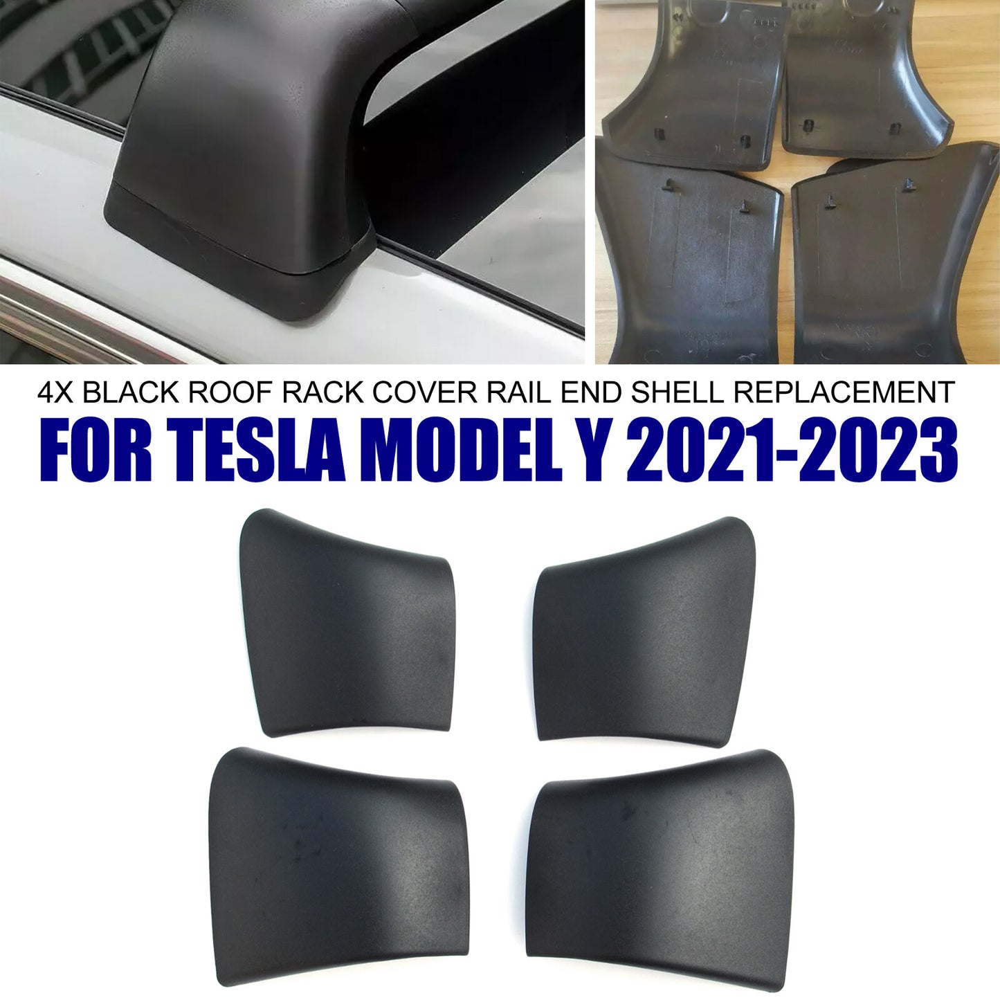 Black roof rack cover rail end housing assembly (4 pieces) for Tesla for Model Y 2021 - 2023 Q