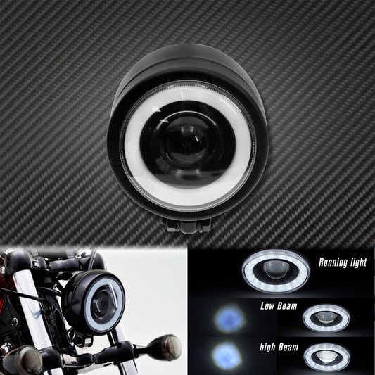 Motorcycle LED White DRL Headlight Head Lamp Black Fit For Sportster Cafe Racer Q