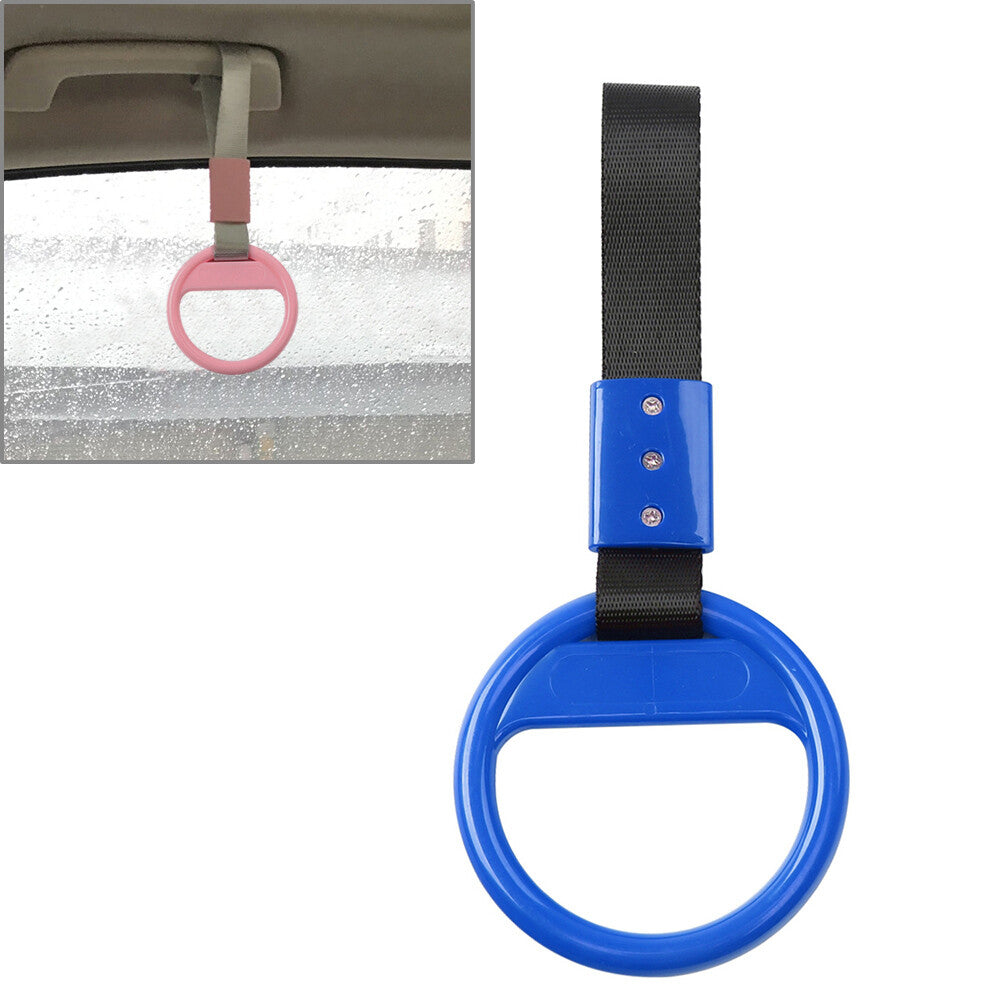 Round Ring Train Bus Handle Hand Strap Drift Charm Tools PVC Plastic Black+Blue