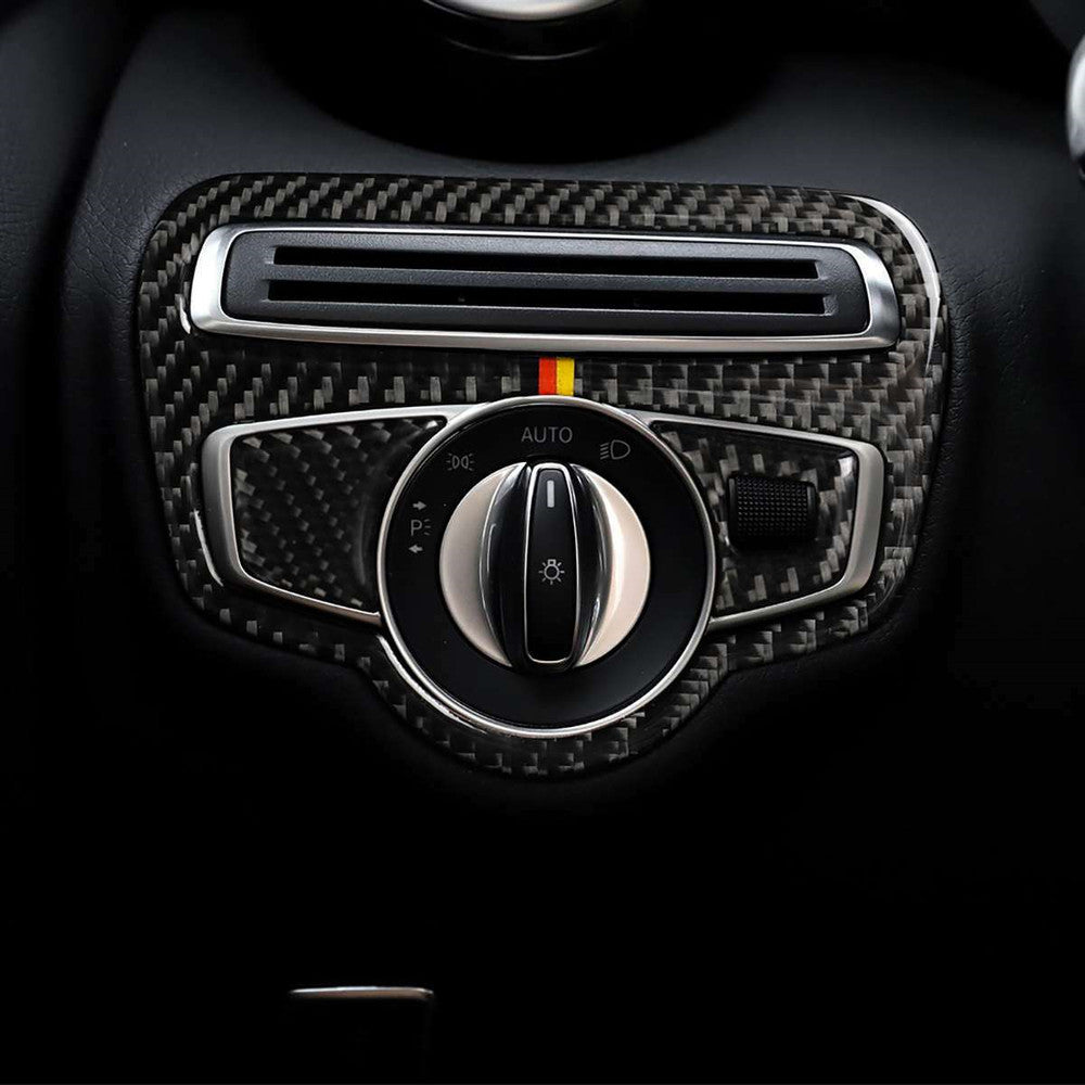 Carbon fiber headlight switch cover trim for W205 C-Class GLC n