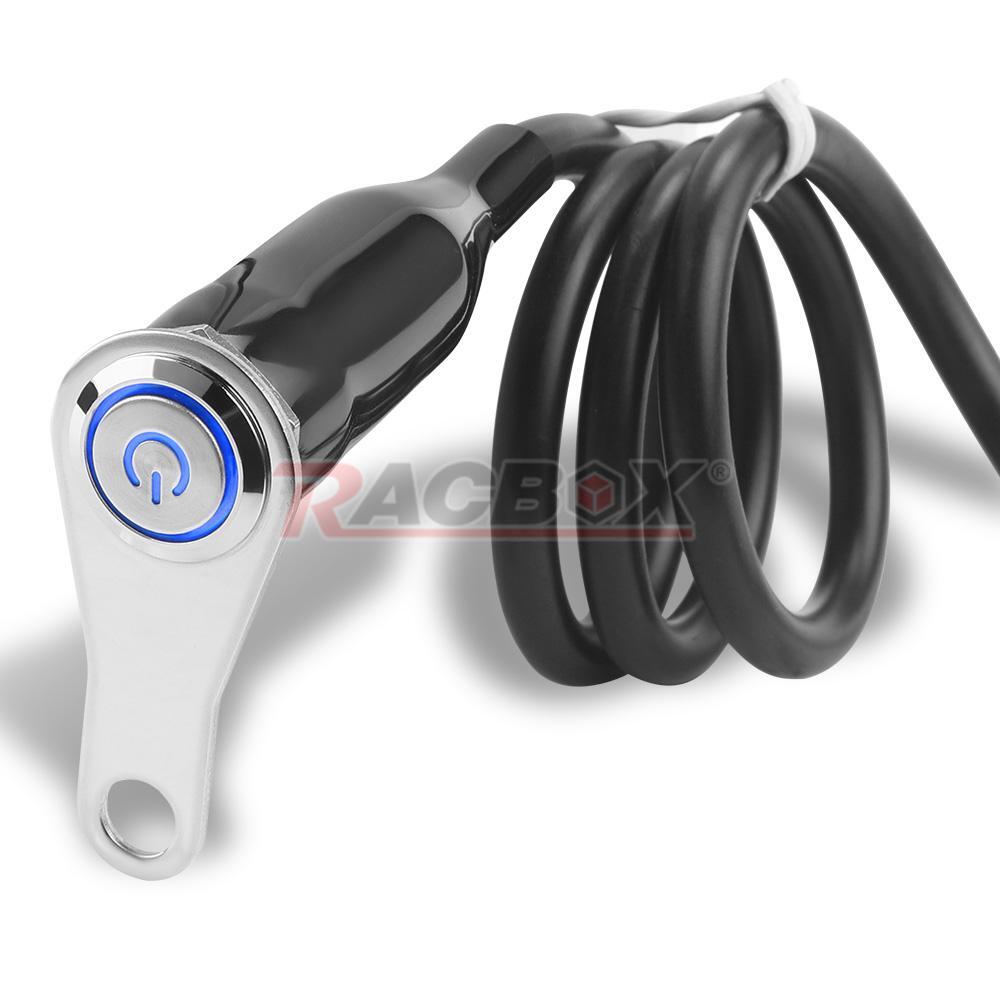 Blue LED Motorcycle Switch ON OFF Handlebar Mount Push Button 12V Fog Headlight