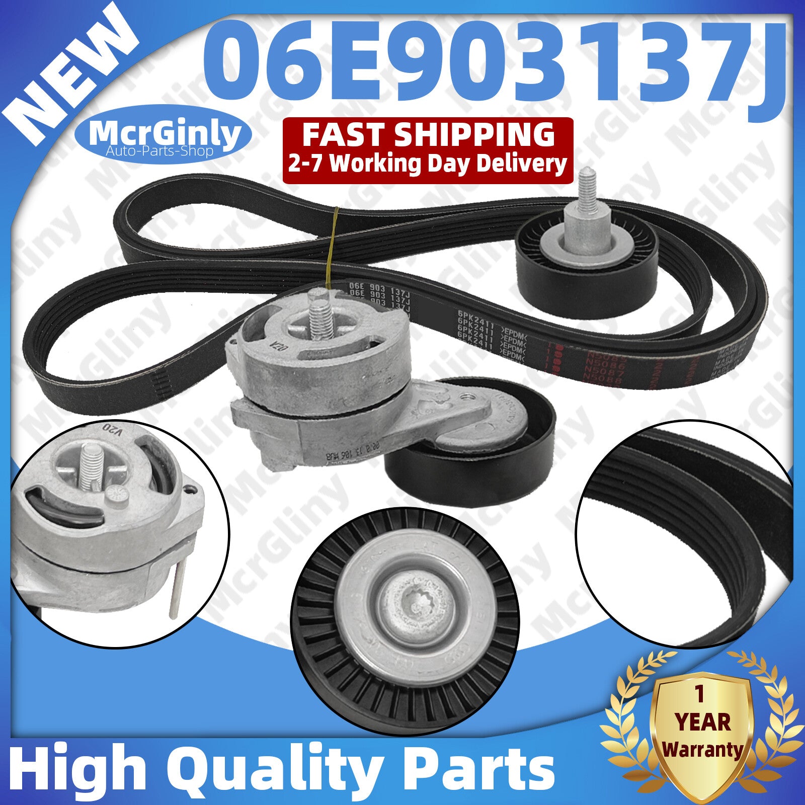 6PK2411 Belt Drive Kit 06E903137J 06E903133Q Suitable for Audi A4 A6 AUK BKH CCDA BDX BDW- n