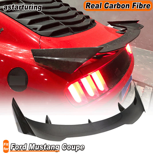Fit for Ford for Mustang Coupe 2015-19 REAL CARBON Rear Trunk Wing Boot Spoiler Lip