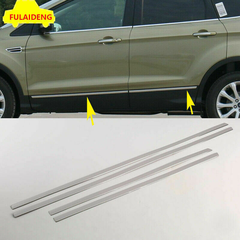 4P for Ford Kuga Escape 2013-2019 Chrome Steel Door Body Side Molding Strip Trim