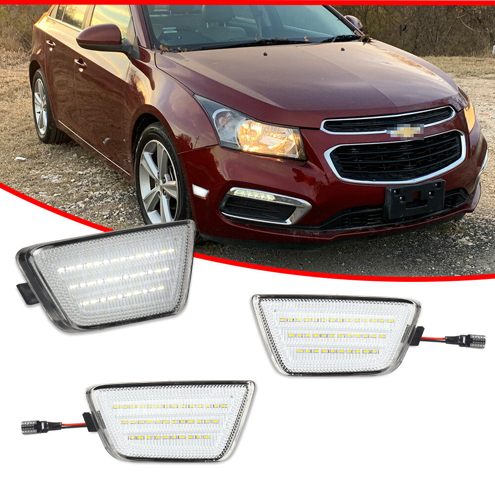 2 Pack Front Bumper Clear White Side Marker Signal Lights for 2011-2015 for Cruze - v