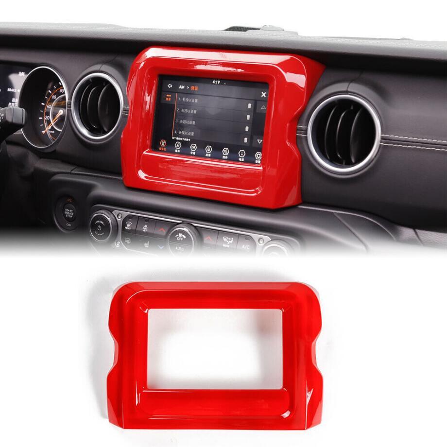 ABS Red Interior GPS Navigation Frame Cover Trim For 2018-2023 for Jeep for Wrangler JL v