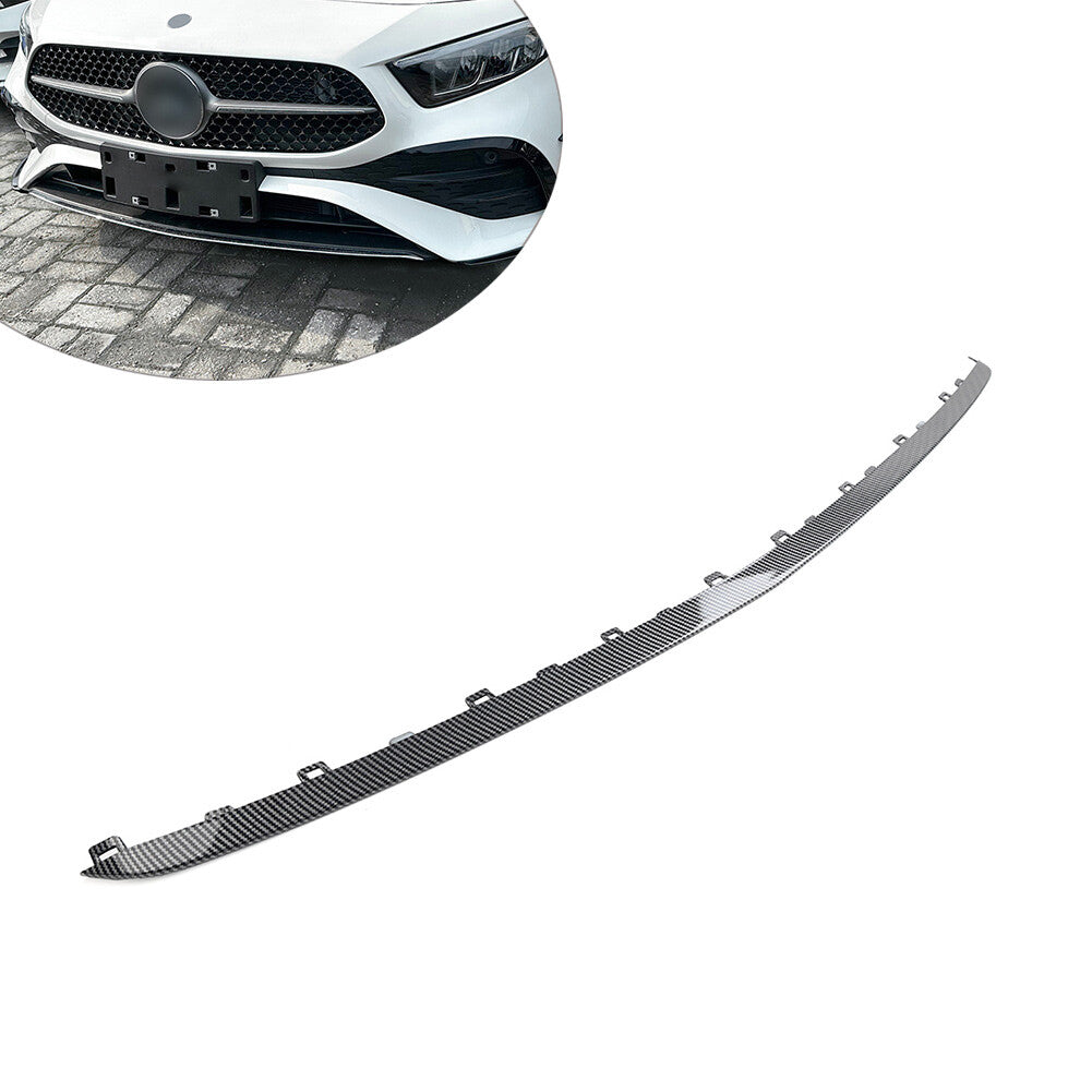 Middle Front Bumper Lip Molding Trim for Mercedes-Benz A 2023-24 Carbon Fiber Bk