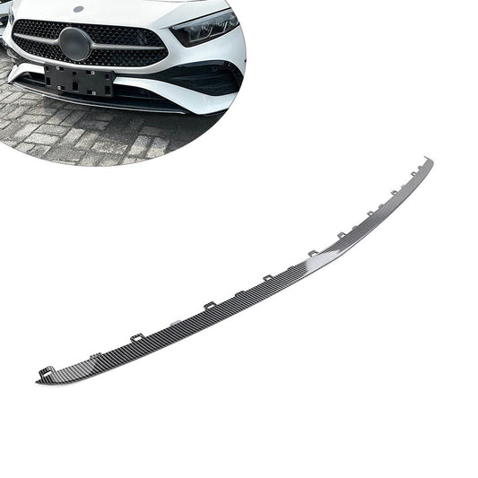 Middle Front Bumper Lip Molding Trim for Mercedes-Benz A 2023-24 Carbon Fiber Bk