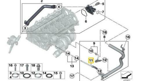 11537600589 Cooling System Vent Pipe for BMW F20 114i 116i 118i F30 316i 320i