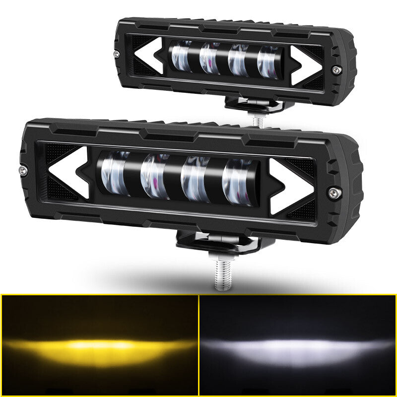 2X 6inch LED Work Light Bar Spot Pods Fog Driving Lamp Offroad Truck Amber White