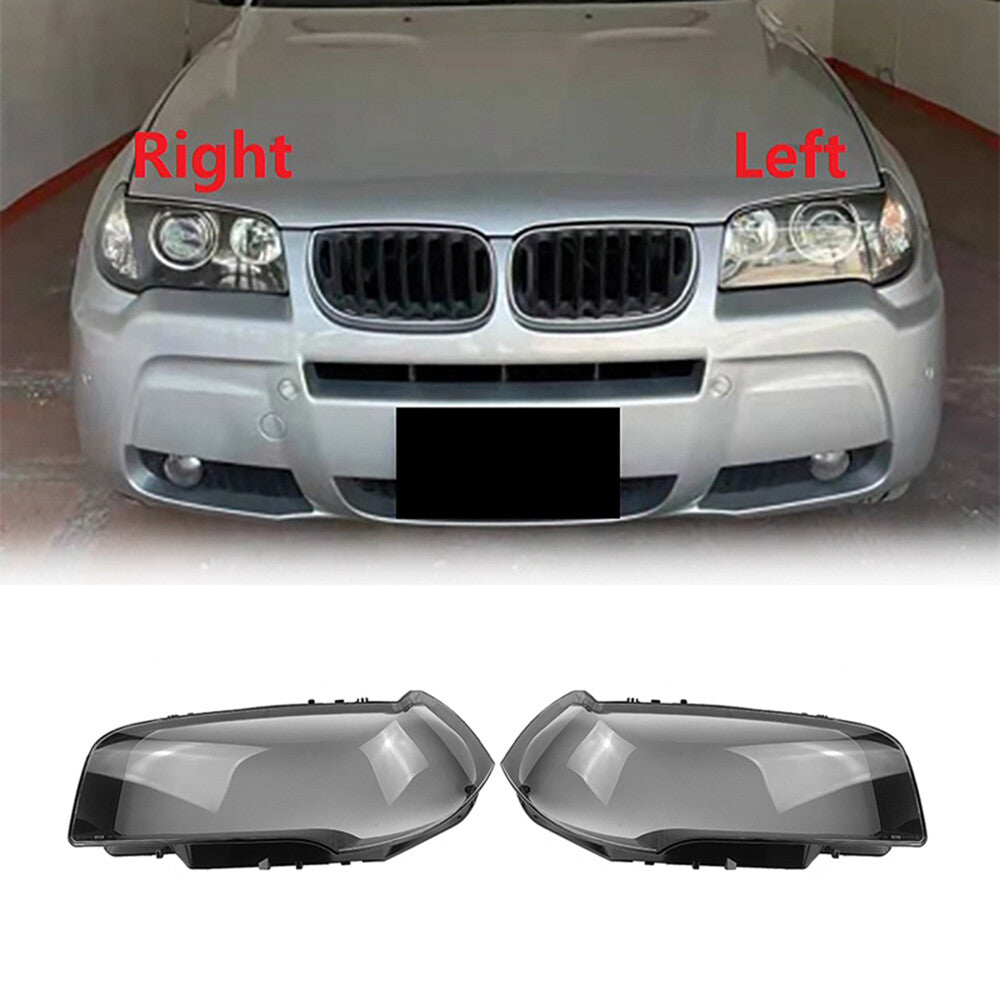 Replacement headlight lens protective covers (left + right) for 2004-2010 for BMW X3 E83