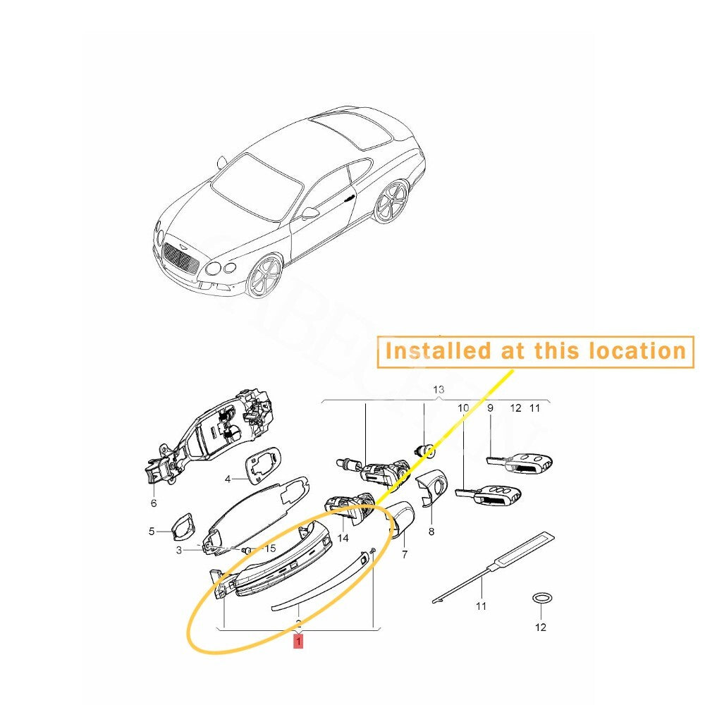 Equipment Manufacturer ( ) for Bentley Flying Spur door handles: 3W3837205C