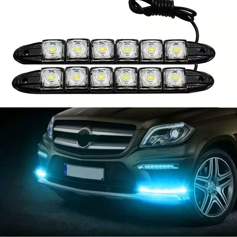 2x Car Flexible 6LED Parking White Waterproof Driving Fog Bulb DRL Daytime Lamp