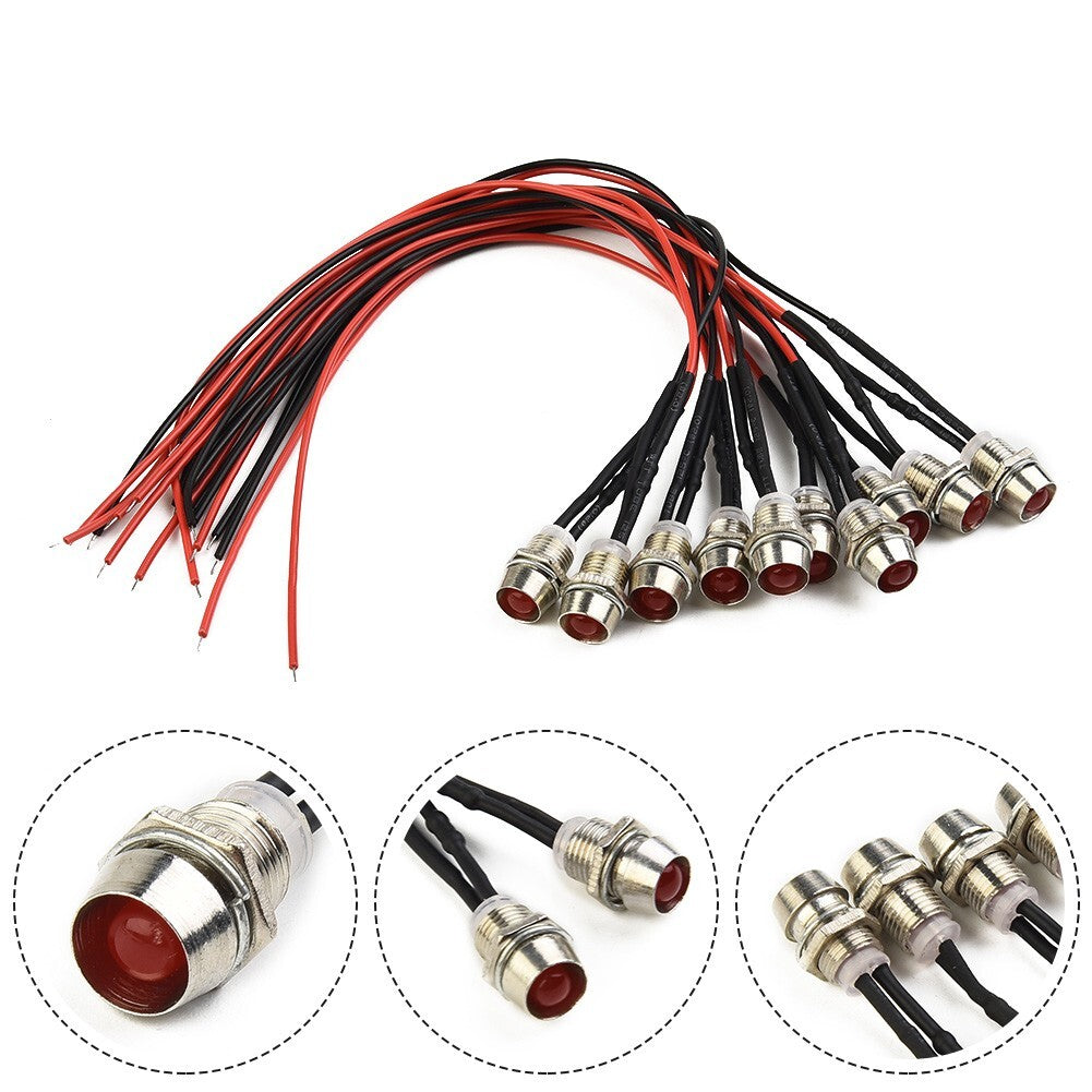 10-pack 8mm 12V Car Truck LED Indicator Dashboard Panel Lights AU
