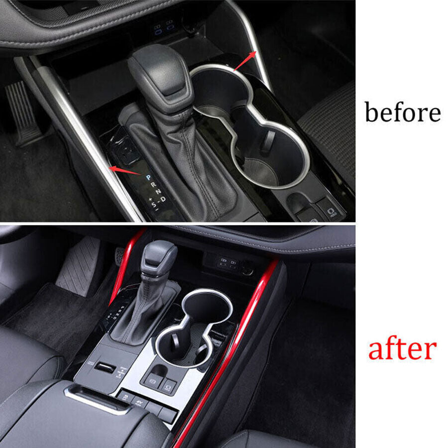 For Toyot@a Highlander 2020-2022 Glossy Red Console Gear Shift Both Side Trim 2P n