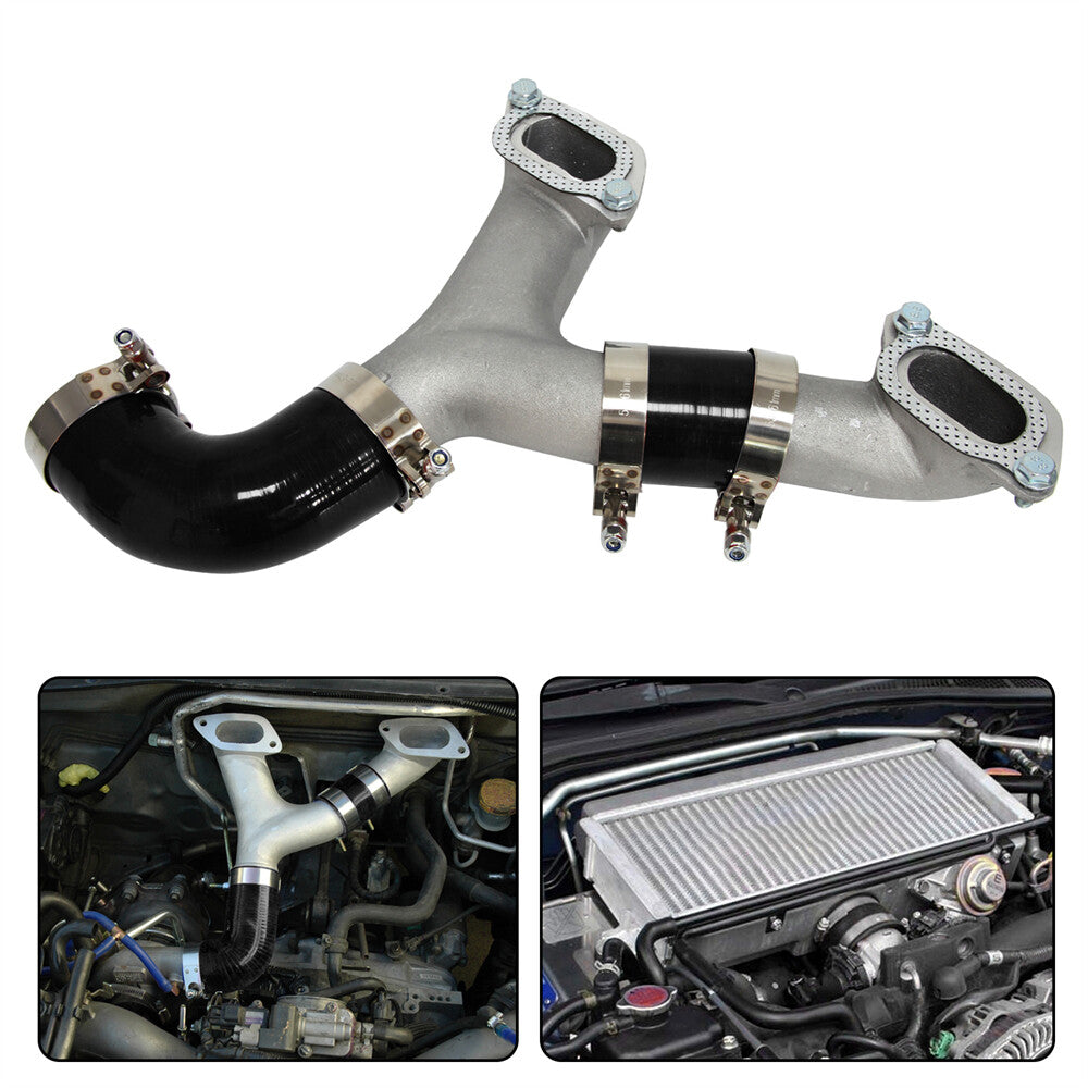 Fits 02-07 for Subaru Impreza WRX/STI Upgrade Intercooler Y-Pipe + Black Couplers