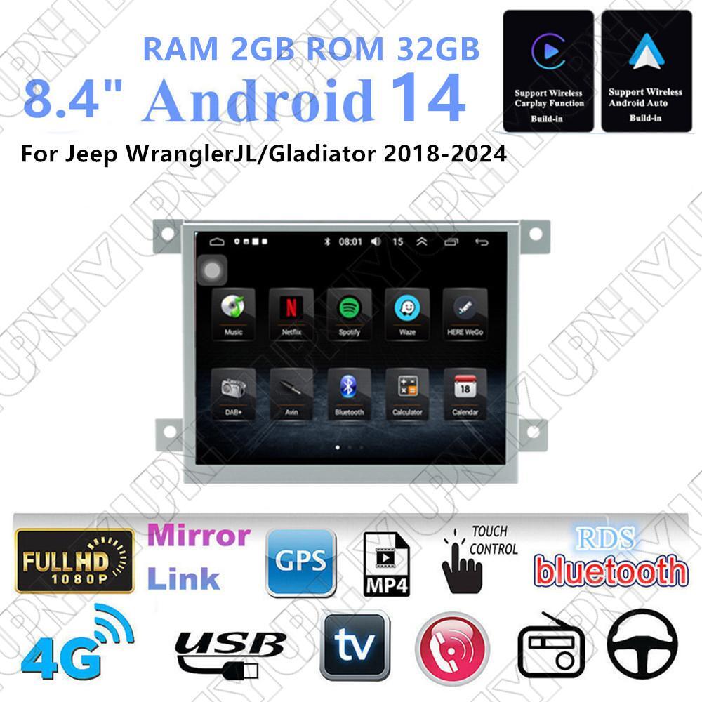 8.4 Stereo Radio GPS Nav Head Unit Wifi for Jeep for Wrangler JL Gladiator 2018-24