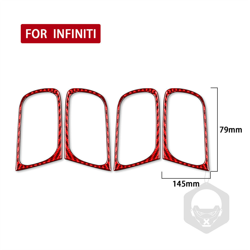 4¡ÁRed Carbon Fiber Interior Door Handle Bowl Trim Fit for Infiniti G37 2007-2013