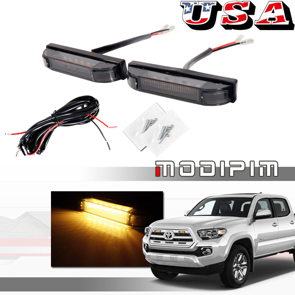 Smoked Lens Front/Center Grille LED Lights DRL Lights for 2012 for Tacoma - v