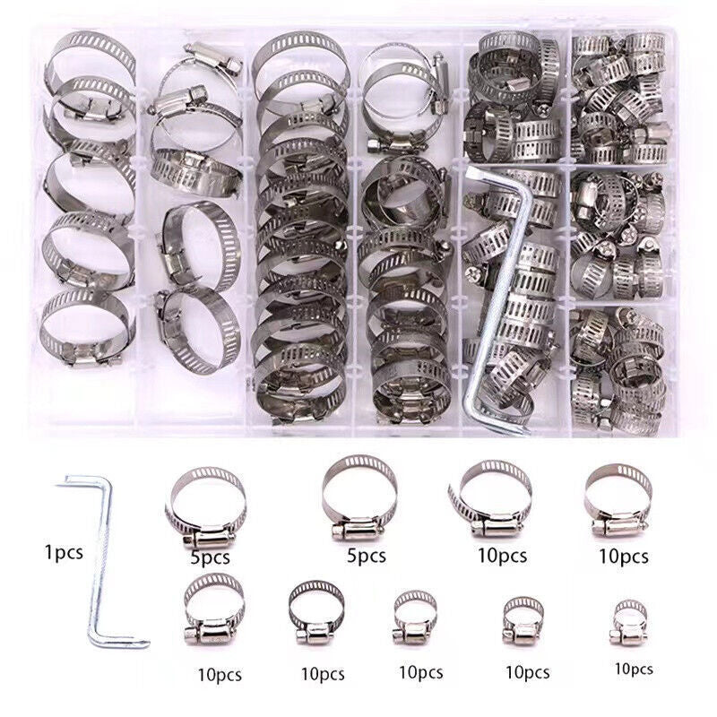 Car Stainless Steel Hose Worm Gear Clamp Strap Adjustable Pipe Ducting Hose Clip