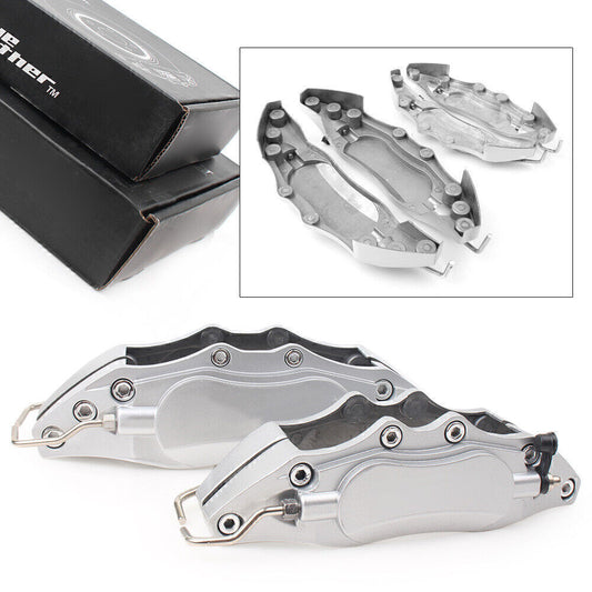 4x Car 3D Metal Brake Caliper Covers Universal Front & Rear Large+Medium Silver Q