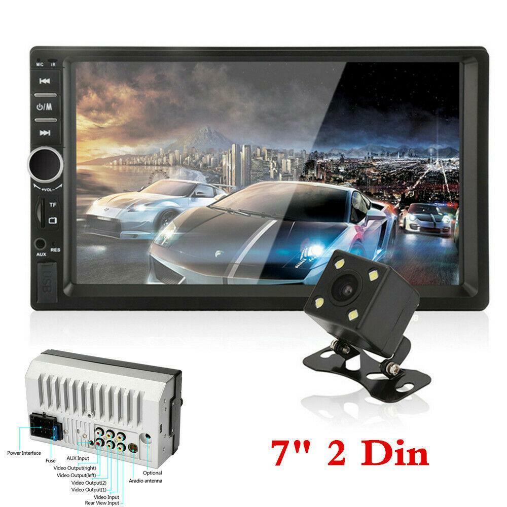 Car 2DIN 7-inch Stereo Radio MP5 Player with Bluetooth HD Touchscreen and Rear Camera n