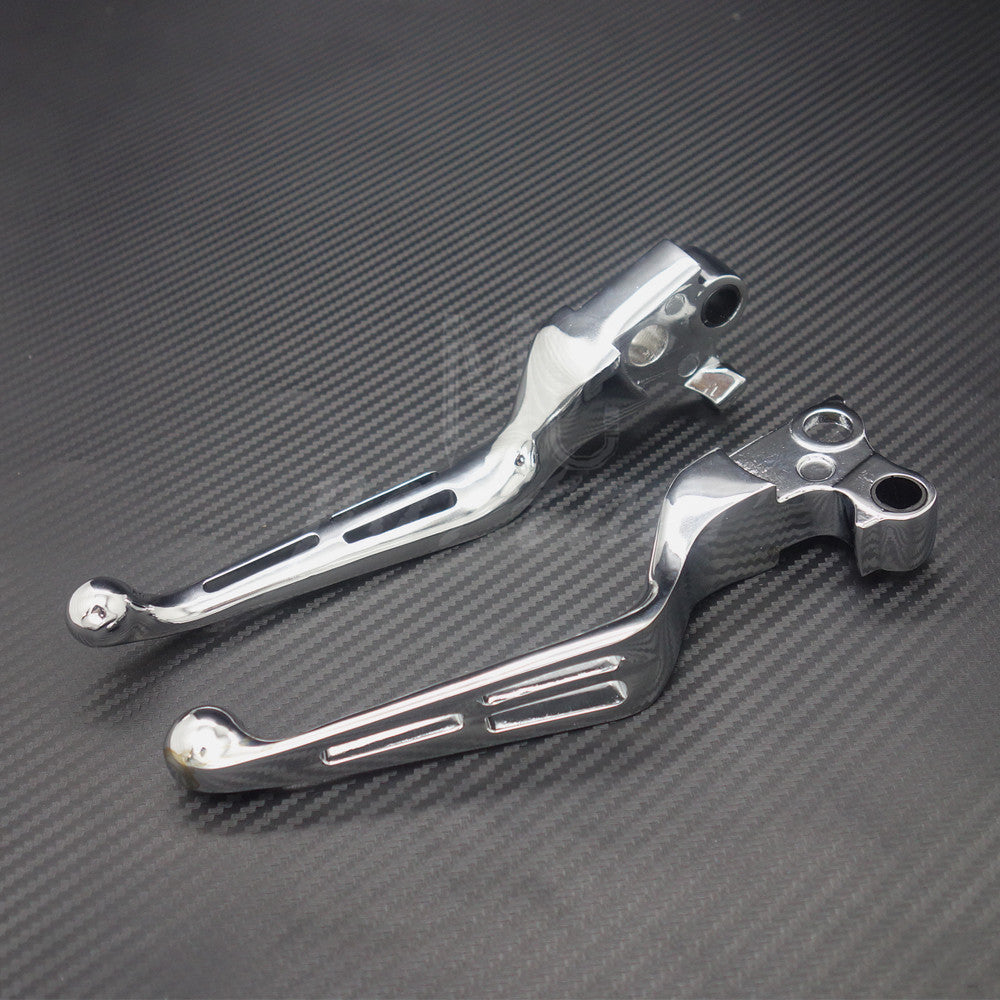 Chrome Slotted Brake Clutch Lever for Harley Dyna Touring Softail 96-07 XL 96-03 Q