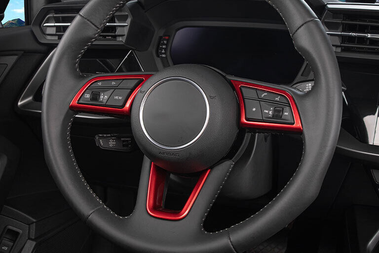 Fit for Audi A3 2022-24 ABS Passion Red Inner Steering Wheel Strip Cover Trim 3P