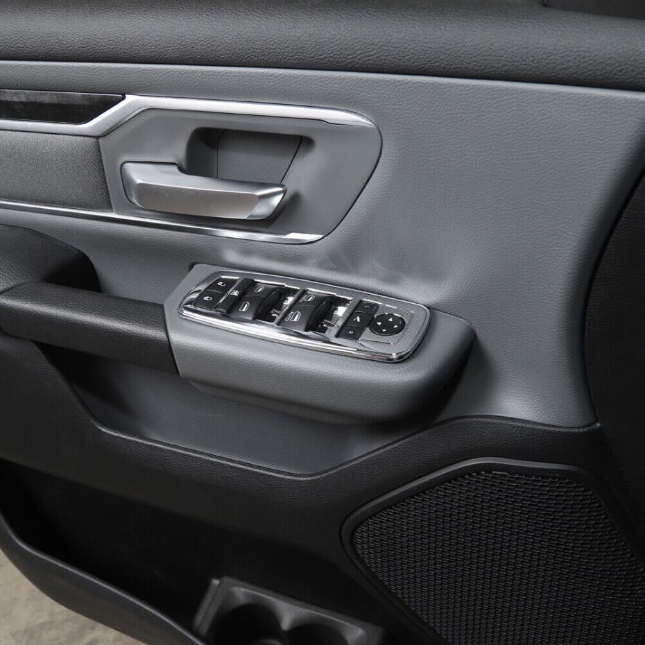 For 2011-2024 for Dodge for Ram 1500 ABS Chrome Window Lift Switch Panel Cover Trim 5PCS v