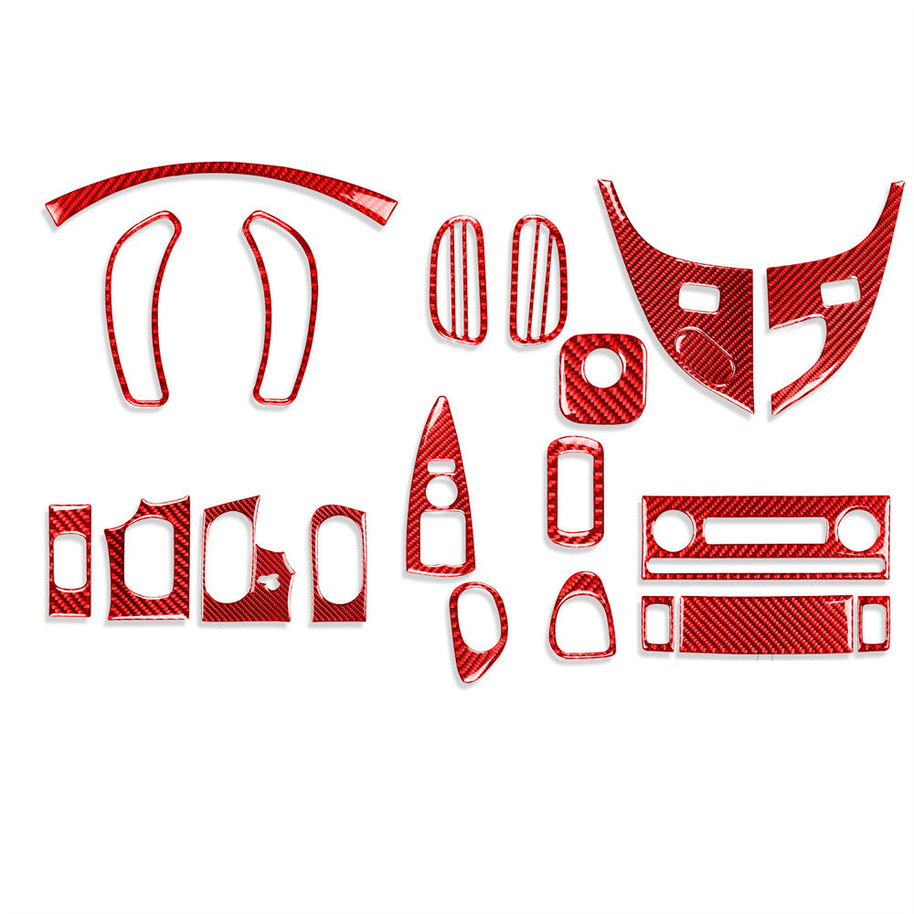 21PCS Red Carbon Fiber Interior Set Kit Trim for Chevrolet for Corvette C6 2005-2007