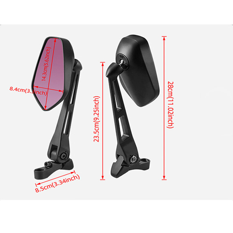 2-Pack Motorcycle Rearview Mirrors, Digital Rearview Mirrors, Anti-Glare 8mm/10mm Adapters - n