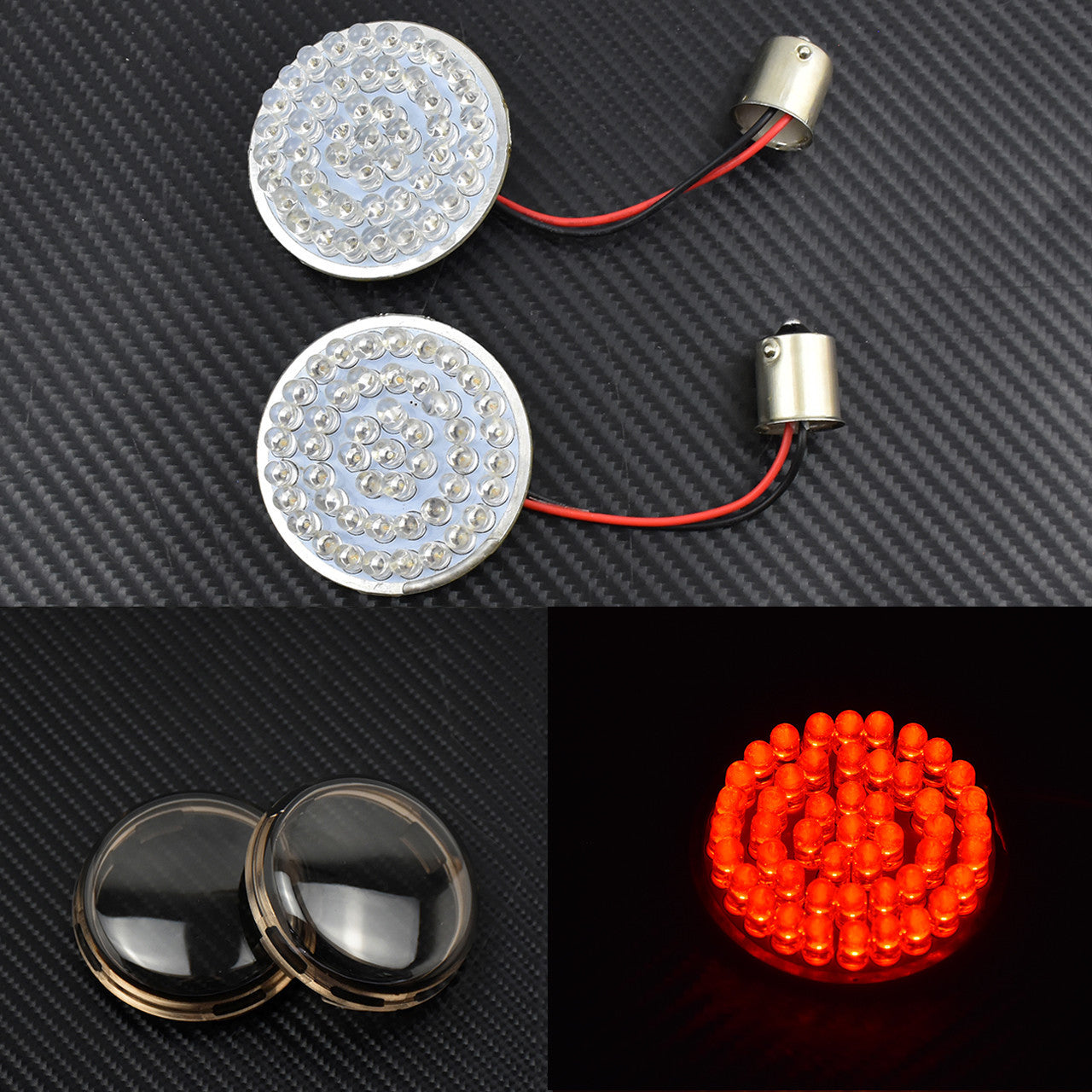 2 1156 Bullet Turn Signal Red LED Light w/Smoke Lens Cover Fit For Most for Harley