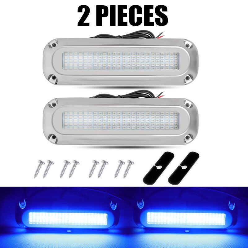 2X Blue 120 LED Underwater BOAT MARINE Transom Light Stainless Steel Pontoon NEW