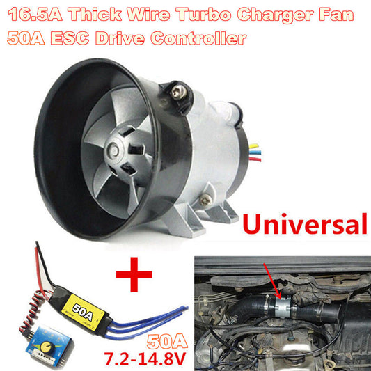 12V Car Electric Turbine Turbo for Charger Boost Air Intake Fan w/ Brushless 50A ESC Q