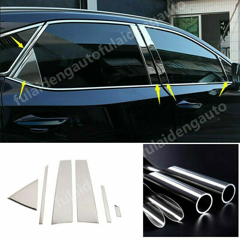 For RX350 RX450H 2016-2021 Chrome Steel Door Trim Window Pillar Posts Cover Trim