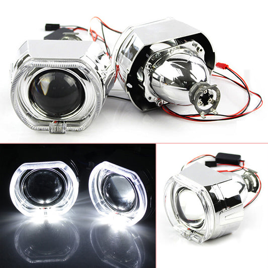 2.5-inch LED Angel Eye HID Dual Xenon Headlight with Projector Lens - Red Devil Eye n