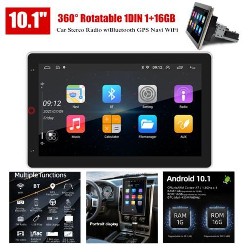 Stereo 10.1-inch Car 360° Rotating Touchscreen Radio with Bluetooth, 1DIN, GPS Navigation, WiFi n