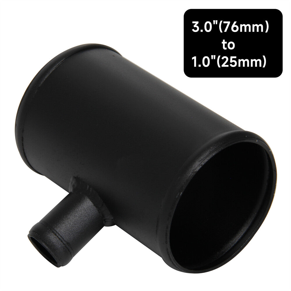 3 76mm Blow Off Valve Adapter Aluminum T-Pipe Shape Tube For 25mm ID BOV Black
