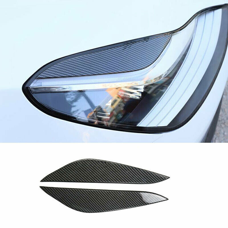 ABS Carbon Front Headlight Lamp Eyebrow Strip Trim For Model 3 2017-2023 n