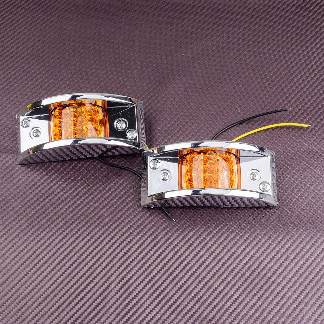 Pair Amber LED Fender Clearance Light Oval Trailer Truck Side Marker Light v