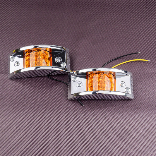 Pair Amber LED Fender Clearance Light Oval Trailer Truck Side Marker Light v