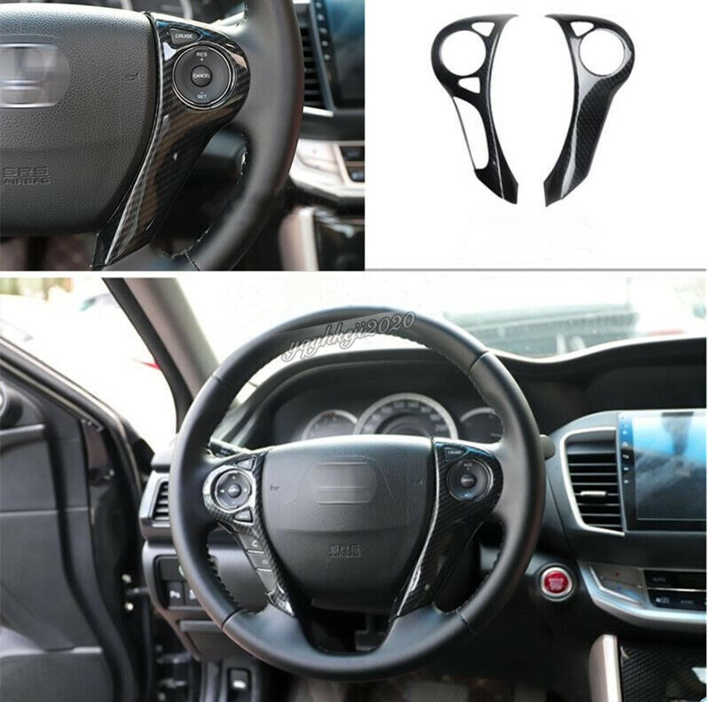 Carbon Fiber Style interior Steering Wheel Cover Trim for Honda Accord 2014-2017