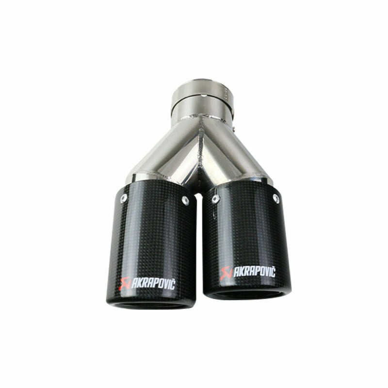 2pcs Carbon Fiber Exhaust Tip Dual Pipe Tips ID:2.5 63mm OD:3 76mm Gloss Black